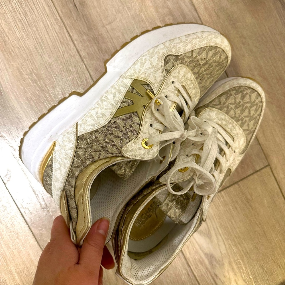 “Michael Kors Gold Beige Cream Sneakers - Like New!”